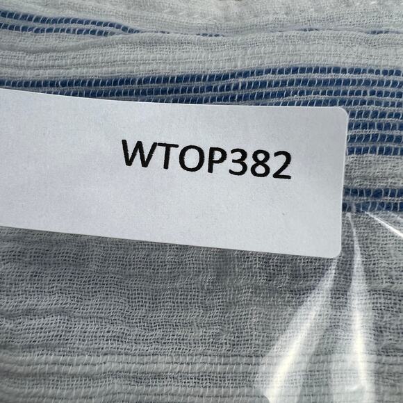 LoveShackFancy Nora Handkerchief Crop Top Blue Stripes Flutter Sleeve Size M - Picture 11 of 12